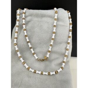 Vintage Monet Necklace Bamboo Gold Tone Chain 27" Signed